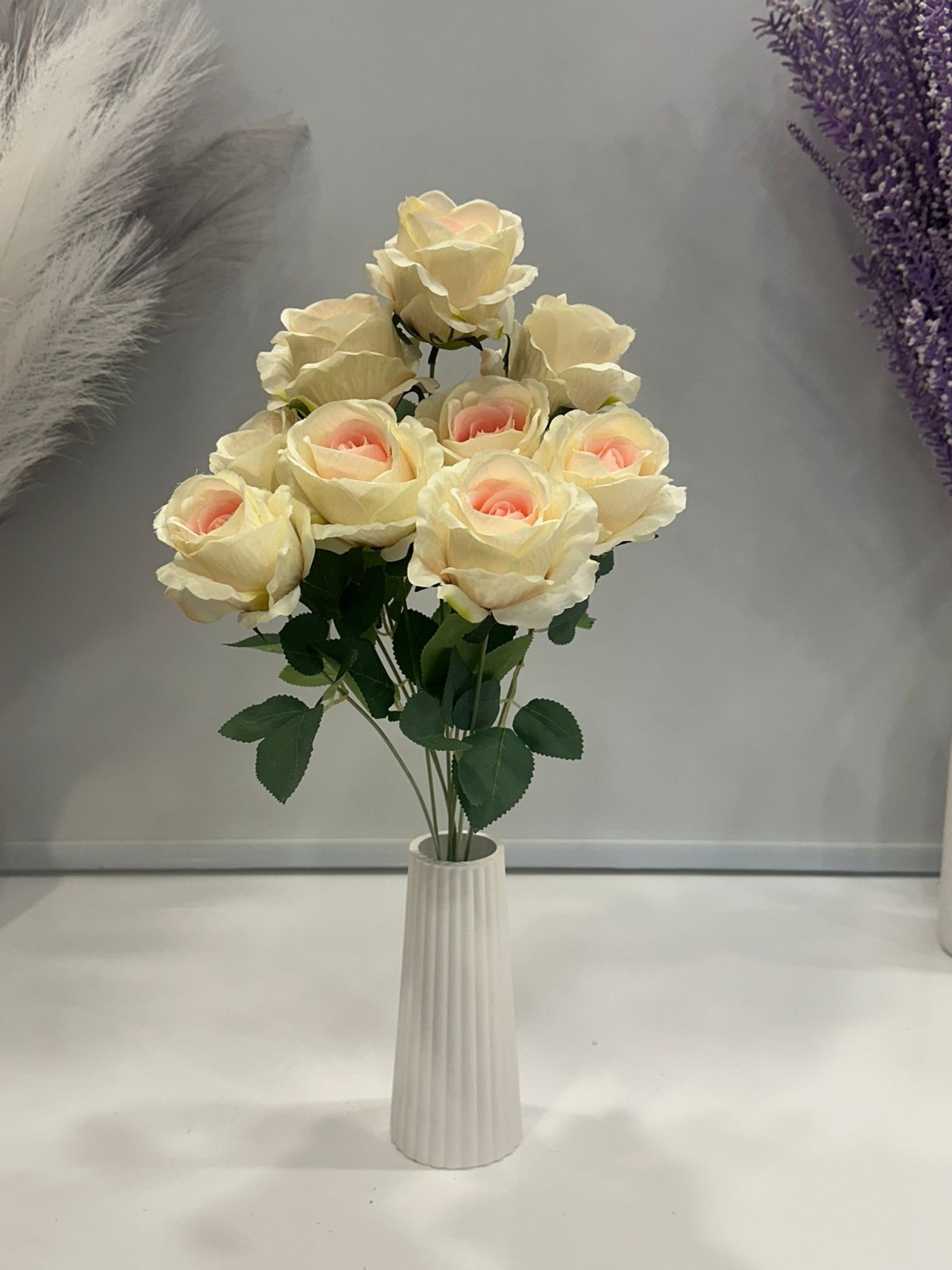 9'LU KREMLİ PEMBE GÜL DEMETİ YAPAY 1.Cİ KALİTE 50CM BOY 9'LU KREMLİ PEMBE GÜL DEMETİ YAPAY 1.Cİ KALİTE 50CM BOY