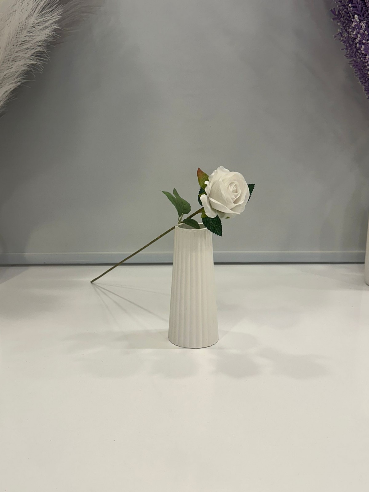 BEYAZ GÜL YAPAY 1.Cİ KALİTE  TEKLİ 50 CM BOY