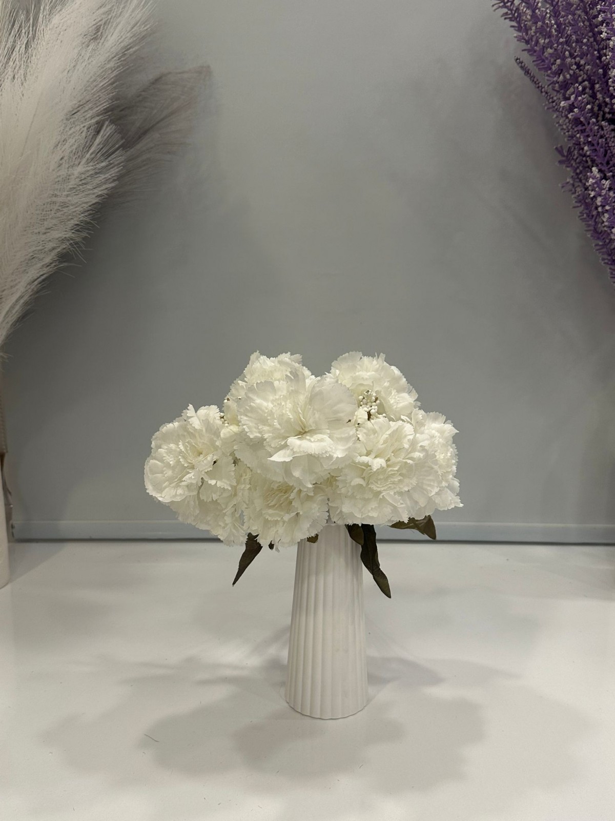 BEYAZ KARANFİL YAPAY 11 DALLI , BOY 50 CM