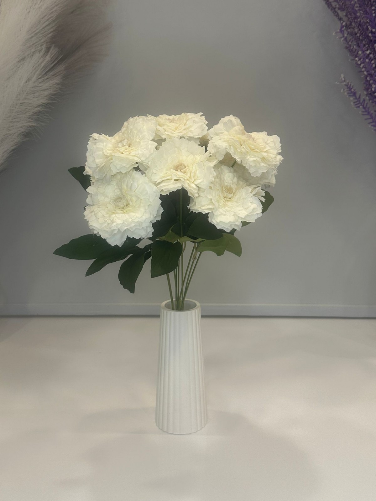 BEYAZ KASIM PATI YAPAY 9 DAL, BOY 40 CM