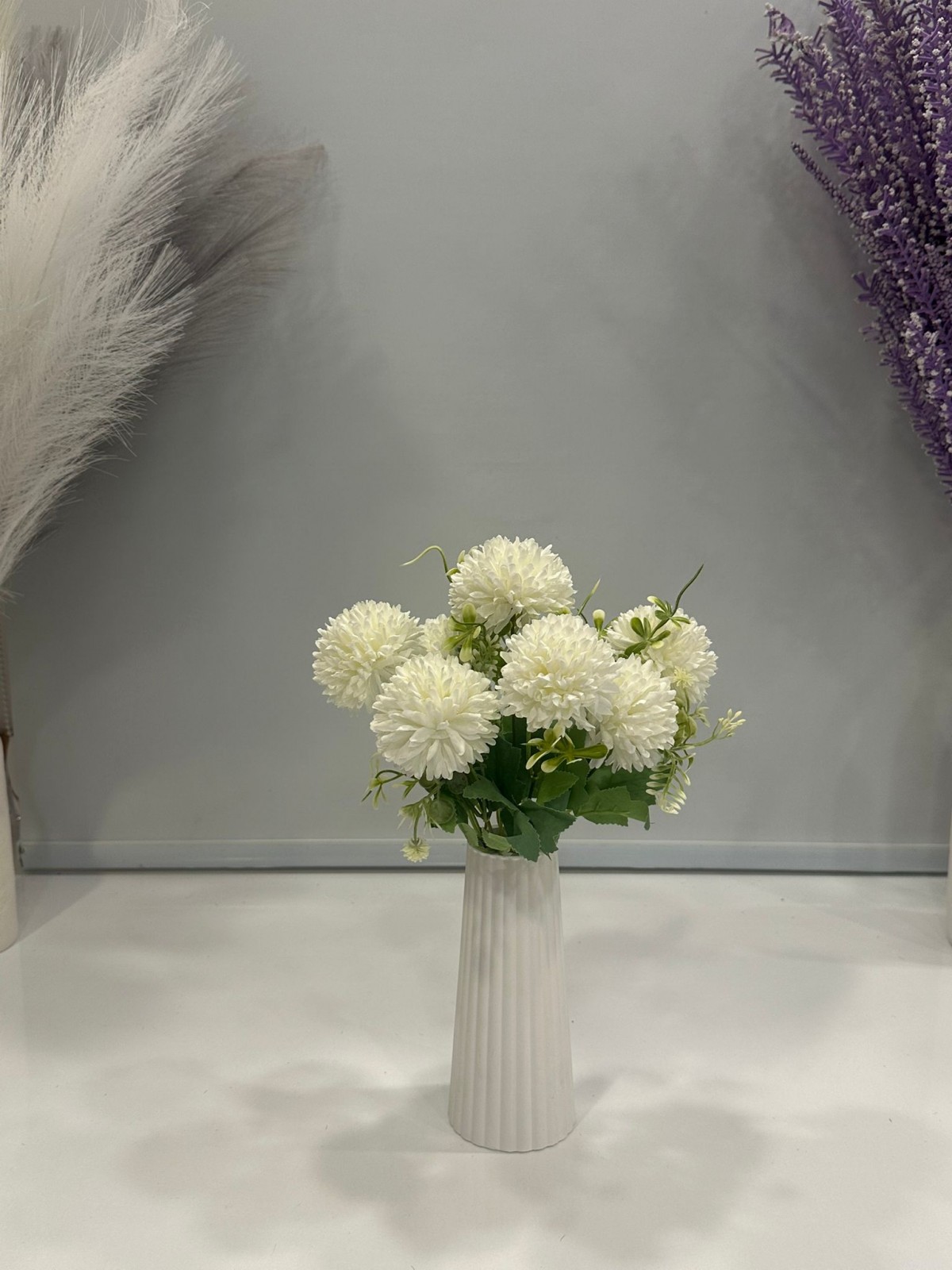 BEYAZ KRİZANTEM YAPAY 7 DALLI , BOY 35 CM