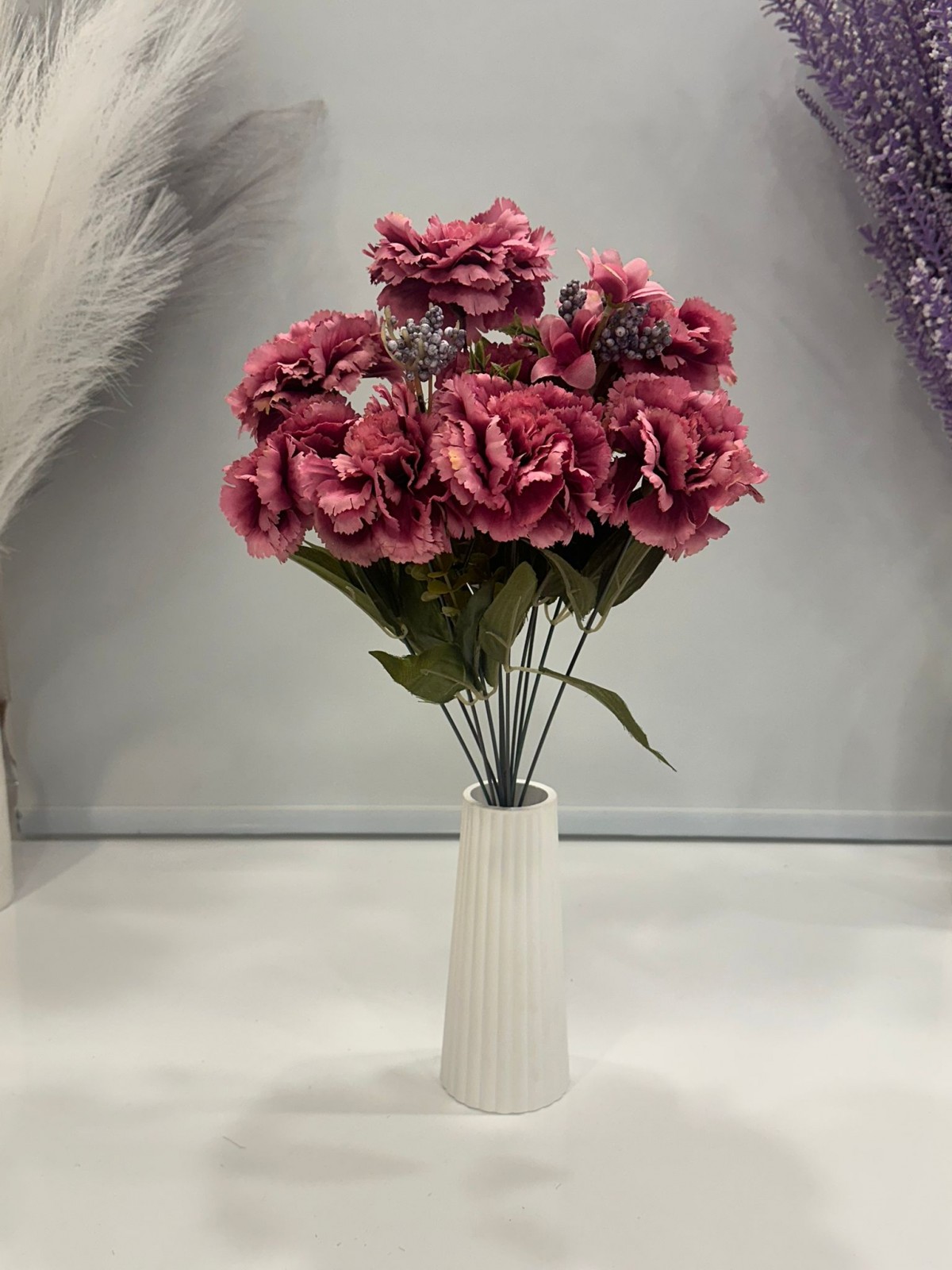 FUŞYA KARANFİL YAPAY 11 DALLI , BOY 50 CM