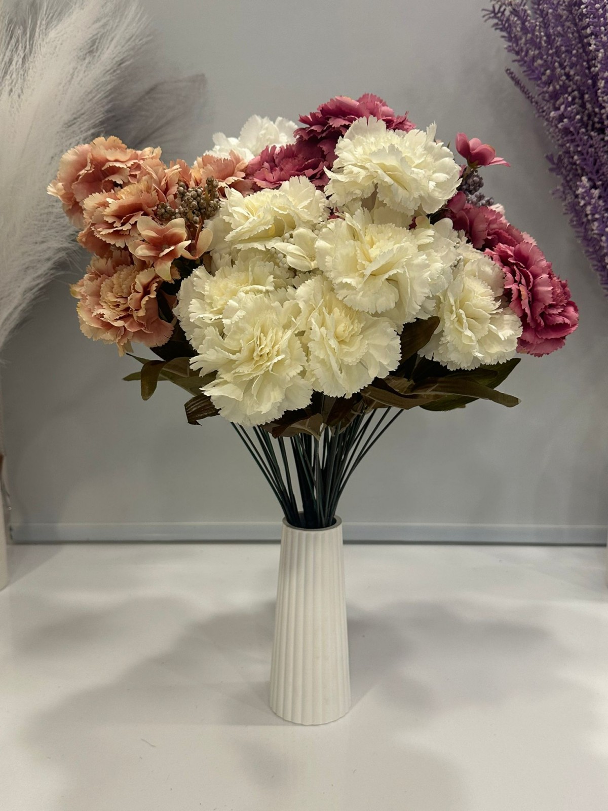 FUŞYA KARANFİL YAPAY 11 DALLI , BOY 50 CM