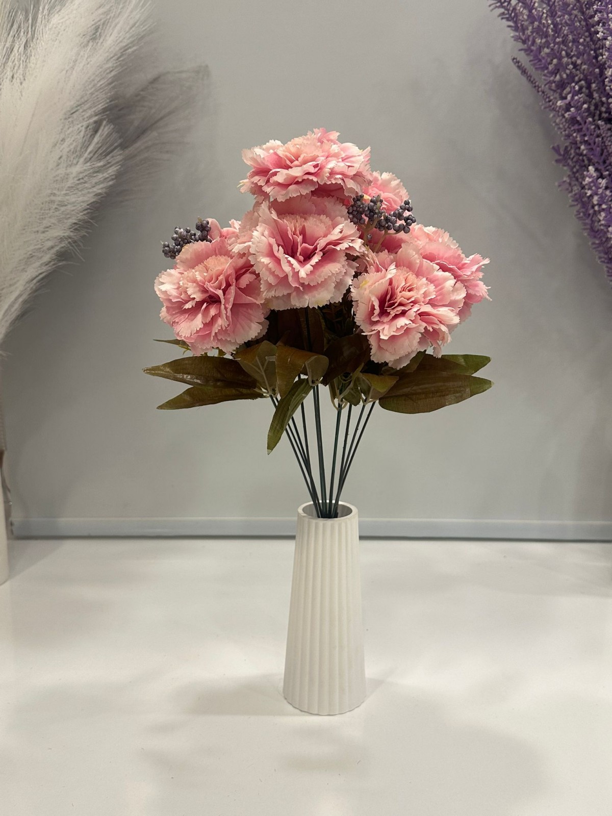 PEMBE KARANFİL YAPAY 11 DALLI , BOY 50 CM