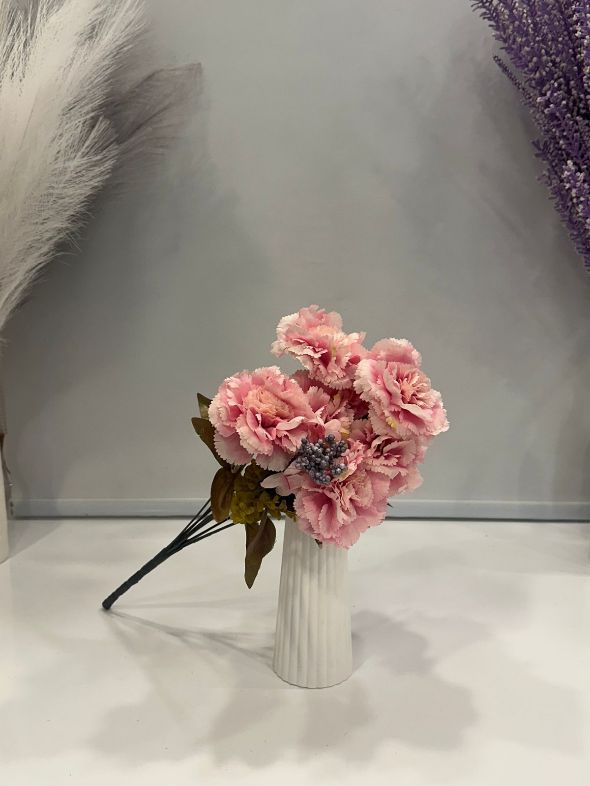 PEMBE KARANFİL YAPAY 11 DALLI , BOY 50 CM