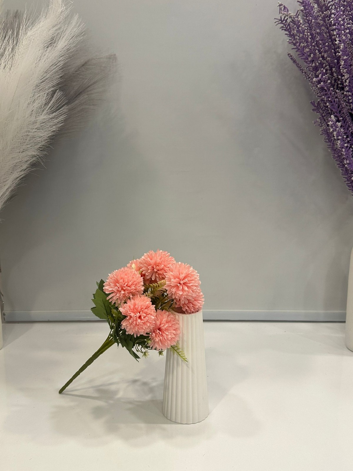 PEMBE KRİZANTEM YAPAY 7 DALLI , BOY 35 CM