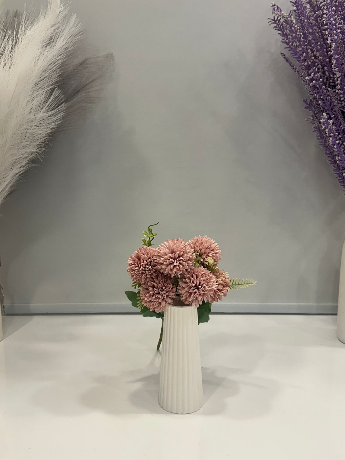 PUDRA KRİZANTEM YAPAY 7 DALLI , BOY 35 CM