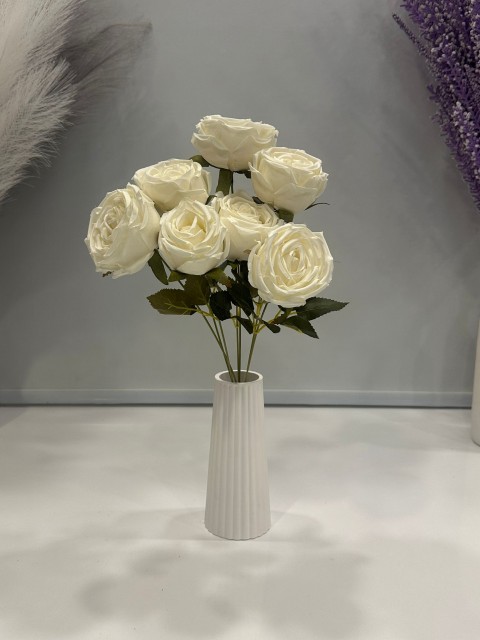 7'Lİ BEYAZ GÜL DEMETİ YAPAY 1.Cİ KALİTE 43CM BOY