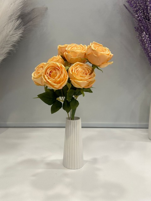 7'Lİ TURUNCU GÜL DEMETİ YAPAY 1.Cİ KALİTE 43CM BOY