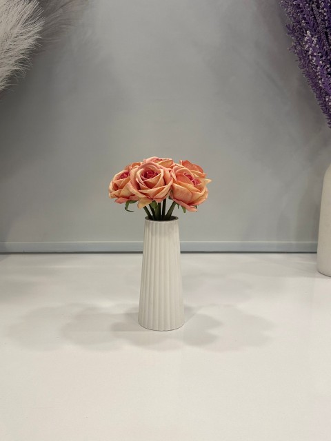 AÇIK EBRULİ GÜL DEMETİ YAPAY 7'Lİ  1.Cİ KALİTE 25 CM BOY