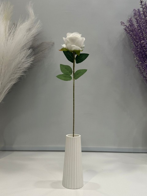 BEYAZ GÜL YAPAY 1.Cİ KALİTE  TEKLİ 50 CM BOY