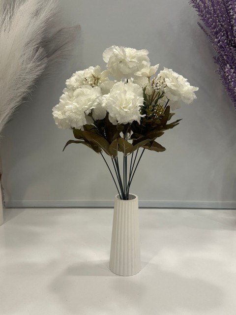 BEYAZ KARANFİL YAPAY 11 DALLI , BOY 50 CM