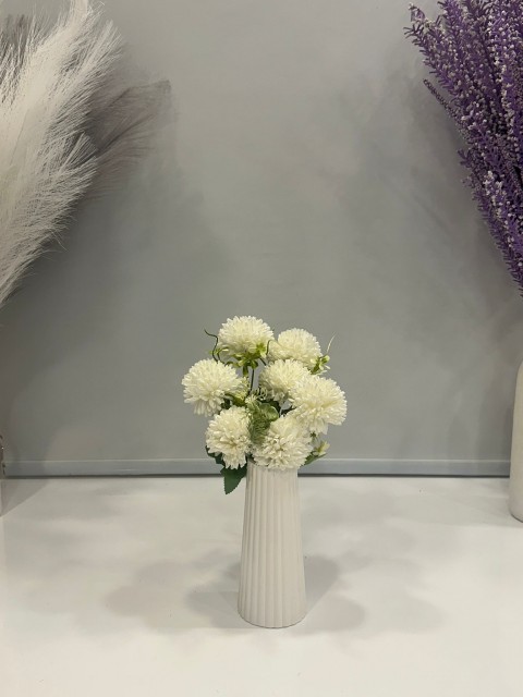 BEYAZ KRİZANTEM YAPAY 7 DALLI , BOY 35 CM