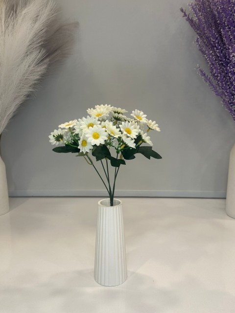 BEYAZ PAPATYA YAPAY 5 DALLI, BOY 30 CM