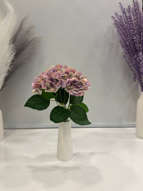 EBRULİ LİLA  ISLAK ORTANCA YAPAY 5 DALLI, BOY 45 CM