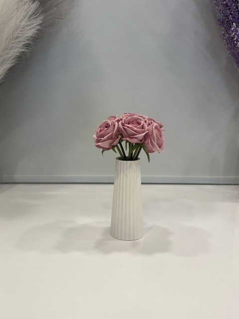 EBRULİ PEMBE GÜL DEMETİ YAPAY 7'Lİ  1.Cİ KALİTE 25 CM BOY