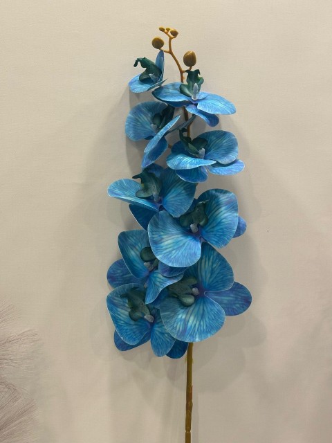 ISLAK DOKULU PETROL MAVİSİ ORKİDE YAPAY 9 KAFALI 1 METRE UZUNLUK