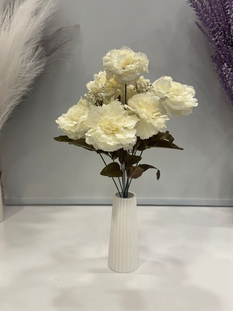 KREM KARANFİL YAPAY 11 DALLI , BOY 50 CM