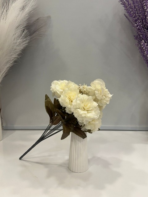 KREM KARANFİL YAPAY 11 DALLI , BOY 50 CM