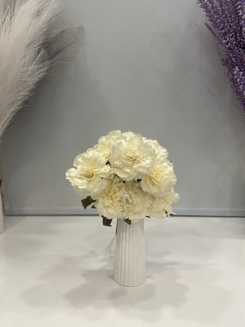 KREM KARANFİL YAPAY 11 DALLI , BOY 50 CM