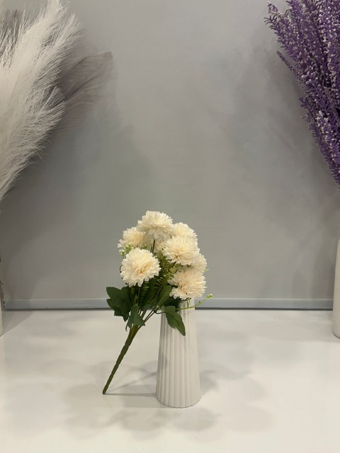 KREM KRİZANTEM YAPAY 7 DALLI , BOY 35 CM