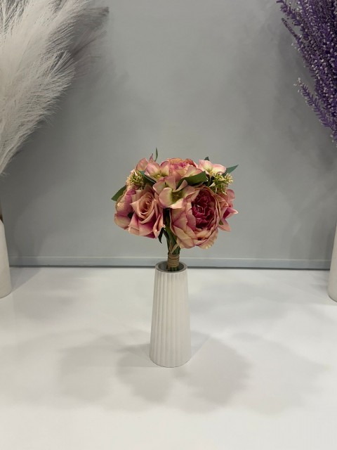 JUMBO PEMBE EBRULİ ŞAKAYIK & PEMBE GÜL ARANJMANI YAPAY 13 DALLI DEMET BOY 35 CM