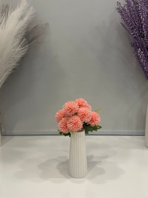 PEMBE KRİZANTEM YAPAY 7 DALLI , BOY 35 CM