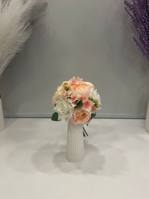 JUMBO PEMBE ŞAKAYIK & BEYAZ GÜL ARANJMANI YAPAY 13 DALLI DEMET BOY 35 CM