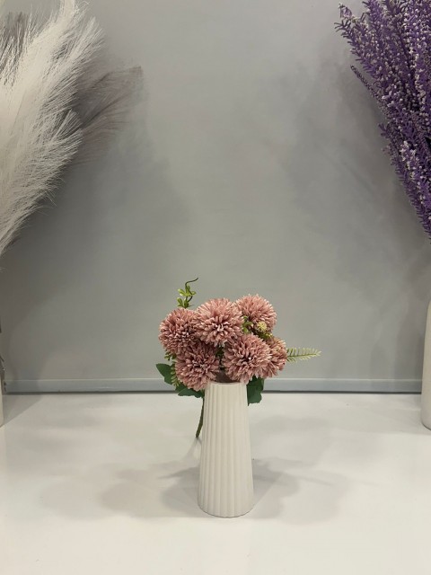 PUDRA KRİZANTEM YAPAY 7 DALLI , BOY 35 CM
