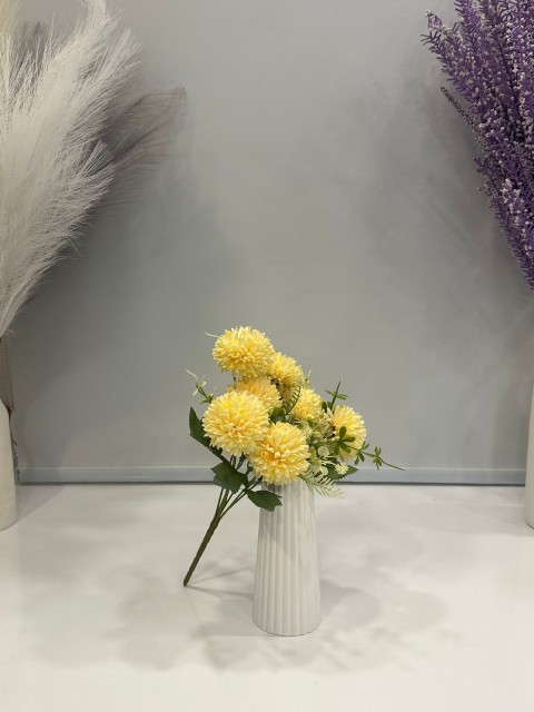 SARI KRİZANTEM YAPAY 7 DALLI , BOY 35 CM