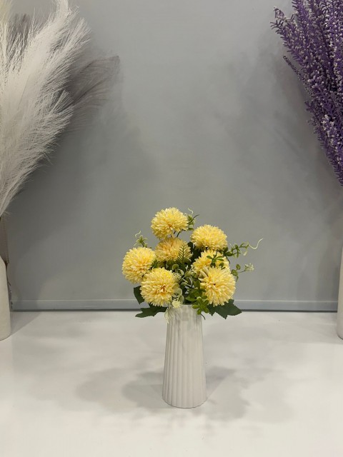 SARI KRİZANTEM YAPAY 7 DALLI , BOY 35 CM