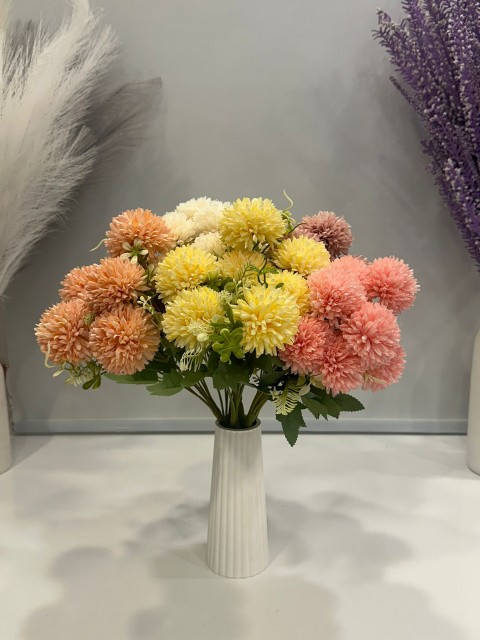 SARI KRİZANTEM YAPAY 7 DALLI , BOY 35 CM