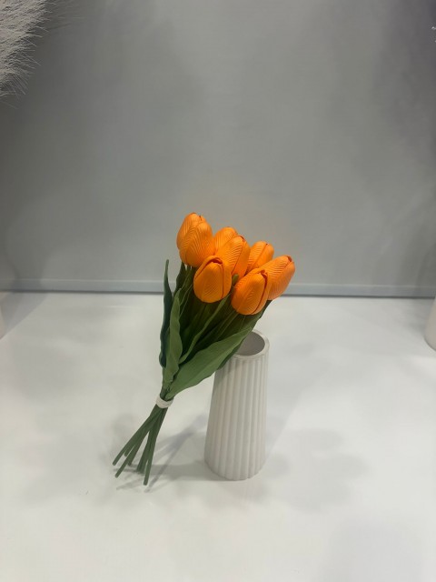 TURUNCU LATEX YAPAY LALE DEMETİ 8 Lİ BOY 32 CM