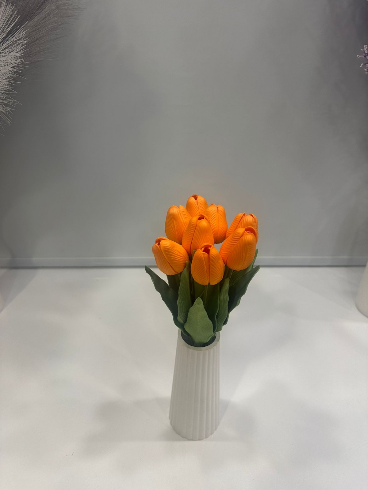 TURUNCU LATEX YAPAY LALE DEMETİ 8 Lİ BOY 32 CM